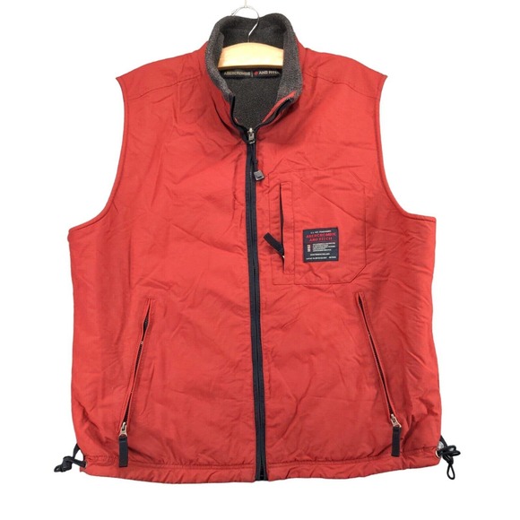 Abercrombie & Fitch Vest Men's XL Sleeveless Red Full Zipper Drawstring Pocket